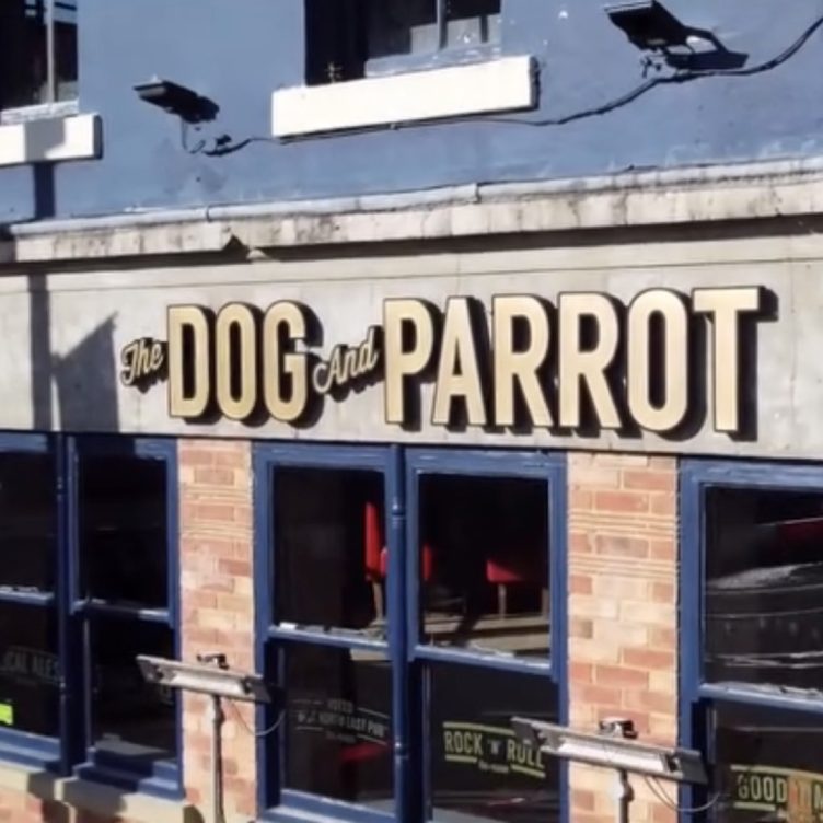 The Dog and Parrot metal pub signage