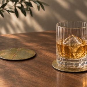 Somerset finish metal drinks coasters by Halman Thompson